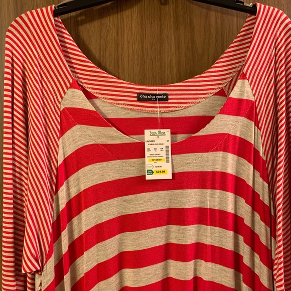 Tops - Red and gray striped top